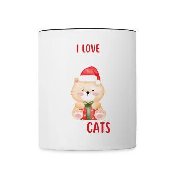 J’aime Noël et Chats Chat Noël - Mug contrasté - blanc/noir - Devant