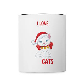 I Love Christmas and Cats Cat Christmas - Contrasting Mug - white/black - Front