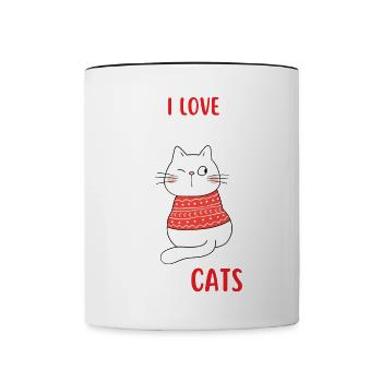 J’aime Noël et Chats Chat Noël - Mug contrasté - blanc/noir - Devant