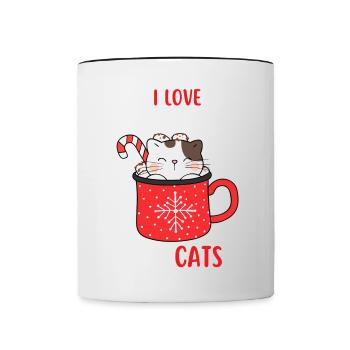 J’aime Noël et Chats Chat Noël - Mug contrasté - blanc/noir - Devant