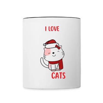 J’aime Noël et Chats Chat Noël - Mug contrasté - blanc/noir - Devant