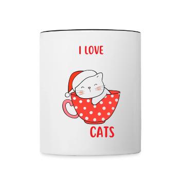 J’aime Noël et Chats Chat Noël - Mug contrasté - blanc/noir - Devant