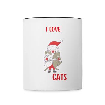 J’aime Noël et Chats Chat Noël - Mug contrasté - blanc/noir - Devant
