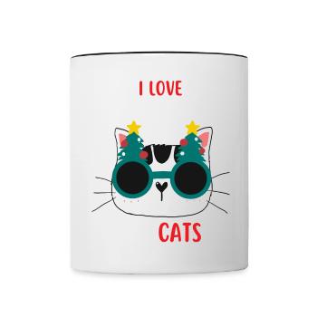I Love Christmas and Cats Cat Christmas - Contrasting Mug - white/black - Front