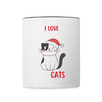 I Love Christmas and Cats Cat Christmas - Contrasting Mug - white/black - Front