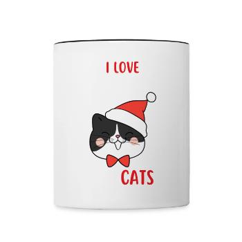 I Love Christmas and Cats Cat Christmas - Contrasting Mug - white/black - Front