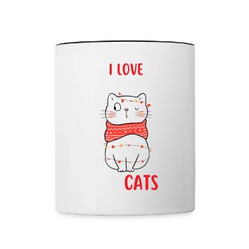 J’aime Noël et Chats Chat Noël - Mug contrasté - blanc/noir - Devant