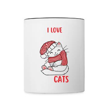 J’aime Noël et Chats Chat Noël - Mug contrasté - blanc/noir - Devant