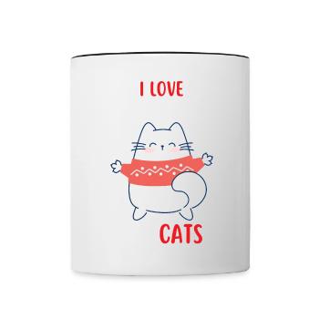 J’aime Noël et Chats Chat Noël - Mug contrasté - blanc/noir - Devant
