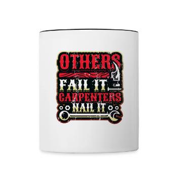 Other failures, carpenter nailing, woodworking - Contrasting Mug - white/black - Front
