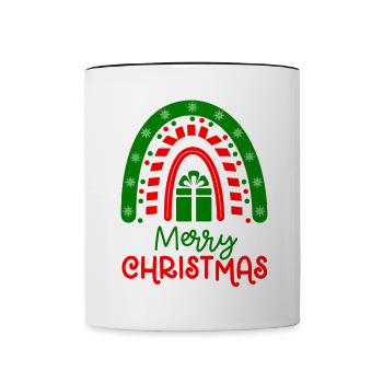 Weihnachten Regenbogen Frohe Weihnachten - Tasse zweifarbig - Weiß/Schwarz - Vorne