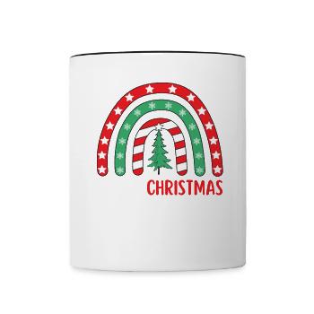Christmas Rainbow Merry Christmas - Contrasting Mug - white/black - Front