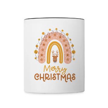 Weihnachten Regenbogen Frohe Weihnachten - Tasse zweifarbig - Weiß/Schwarz - Vorne