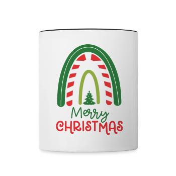 Weihnachten Regenbogen Frohe Weihnachten - Tasse zweifarbig - Weiß/Schwarz - Vorne