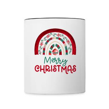 Weihnachten Regenbogen Frohe Weihnachten - Tasse zweifarbig - Weiß/Schwarz - Vorne