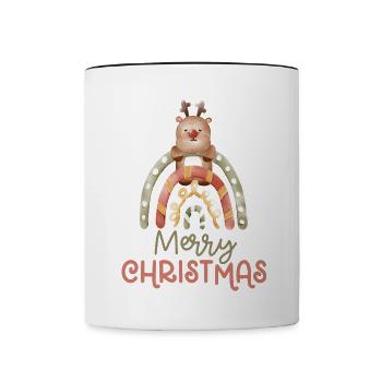 Weihnachten Regenbogen Frohe Weihnachten - Tasse zweifarbig - Weiß/Schwarz - Vorne