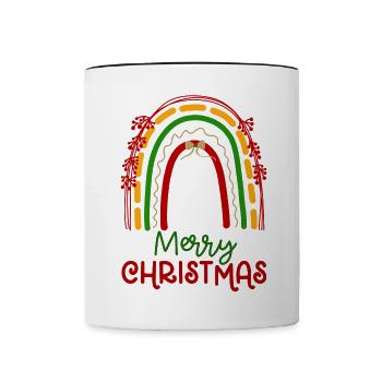 Weihnachten Regenbogen Frohe Weihnachten - Tasse zweifarbig - Weiß/Schwarz - Vorne