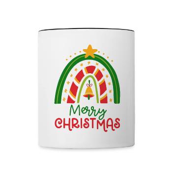 Weihnachten Regenbogen Frohe Weihnachten - Tasse zweifarbig - Weiß/Schwarz - Vorne
