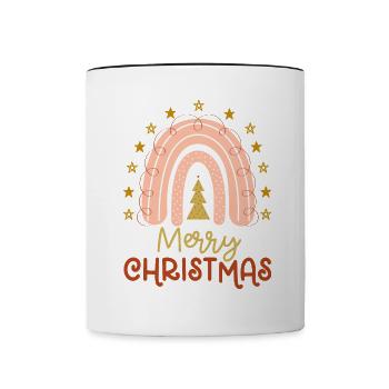 Weihnachten Regenbogen Frohe Weihnachten - Tasse zweifarbig - Weiß/Schwarz - Vorne