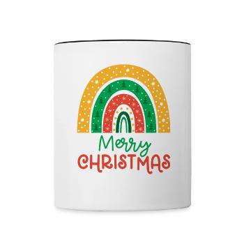 Weihnachten Regenbogen Frohe Weihnachten - Tasse zweifarbig - Weiß/Schwarz - Vorne