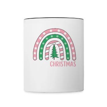 Christmas Rainbow Merry Christmas - Contrasting Mug - white/black - Front