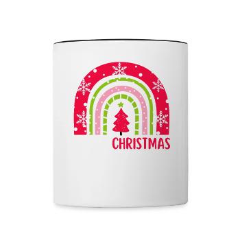 Weihnachten Regenbogen Frohe Weihnachten - Tasse zweifarbig - Weiß/Schwarz - Vorne