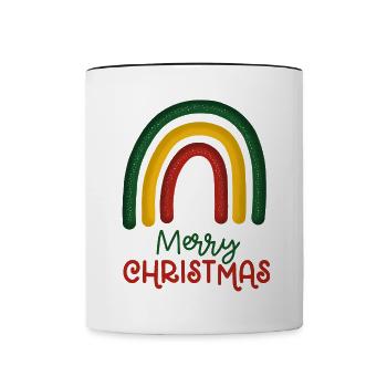 Weihnachten Regenbogen Frohe Weihnachten - Tasse zweifarbig - Weiß/Schwarz - Vorne