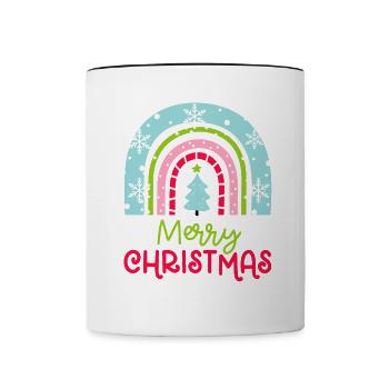 Weihnachten Regenbogen Frohe Weihnachten - Tasse zweifarbig - Weiß/Schwarz - Vorne