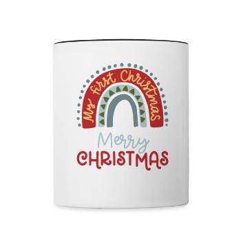 Weihnachten Regenbogen Frohe Weihnachten - Tasse zweifarbig - Weiß/Schwarz - Vorne