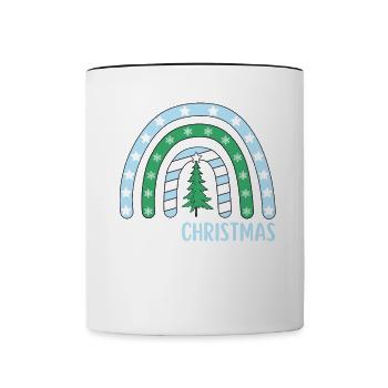 Weihnachten Regenbogen Frohe Weihnachten - Tasse zweifarbig - Weiß/Schwarz - Vorne