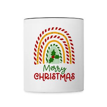 Weihnachten Regenbogen Frohe Weihnachten - Tasse zweifarbig - Weiß/Schwarz - Vorne