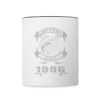 Awesome since 1996. Angel, Angler Geburtstag - Tasse zweifarbig - Weiß/Schwarz - Vorne