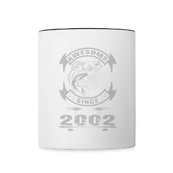 Awesome since 2002. Angel, Angler's birthday - Contrasting Mug - white/black - Front