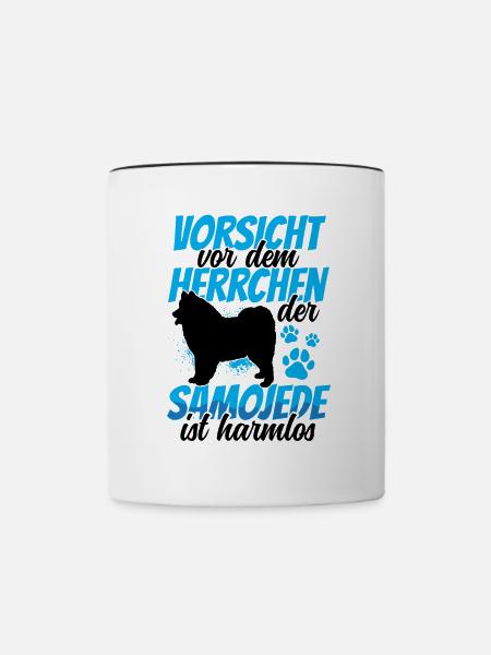 Samojede ist harmlos Samojedenspitz - Tasse zweifarbig - Weiß/Schwarz