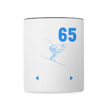 Ich bin 65 Ab jetzt gehts abwärts 65 Geburtstag - Tasse zweifarbig - Weiß/Schwarz - Vorne