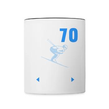 Ich bin 70 Ab jetzt gehts abwärts 70 Geburtstag - Tasse zweifarbig - Weiß/Schwarz - Vorne