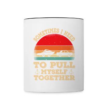 Boating lover Pontoon Captain Funny Tritoon - Contrasting Mug - white/black - Front