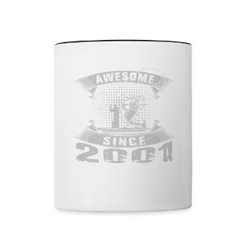 Awesome since 2001. Angel, Angler's birthday - Contrasting Mug - white/black - Front