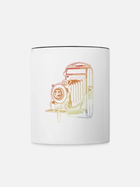 Oldschool Kamera - Tasse zweifarbig - Weiß/Schwarz