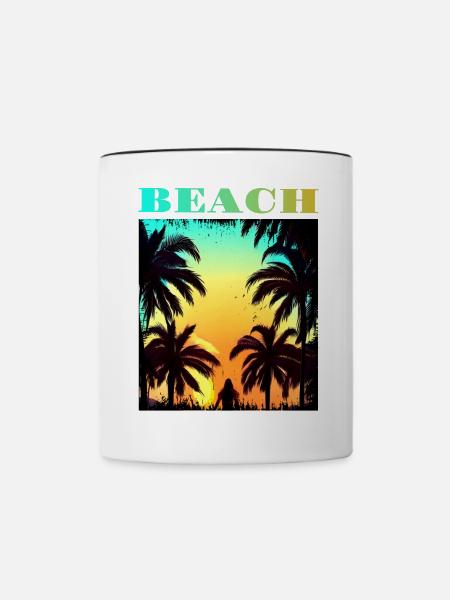 Palm Sunset Beach - Tasse zweifarbig - Weiß/Schwarz