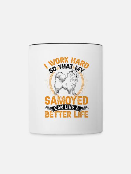 Samojede arbeite hart Samojedenspitz - Tasse zweifarbig - Weiß/Schwarz