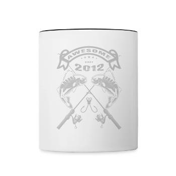 Awesome since 2012. Angel, Angler's Birthday - Contrasting Mug - white/black - Front