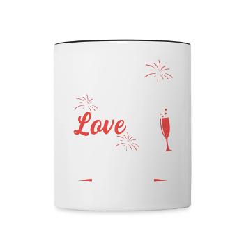 Réveillon du Nouvel An, Paix, Amour, Bonne Année - Mug contrasté - blanc/noir - Devant