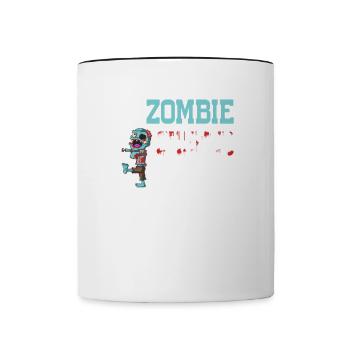 Ein Zombie kaute es ab Amputierter Wortspiel - Tasse zweifarbig - Weiß/Schwarz - Vorne