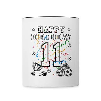 Football Anniversaire 11 ans Maillot de football Football - Mug contrasté - blanc/noir - Devant