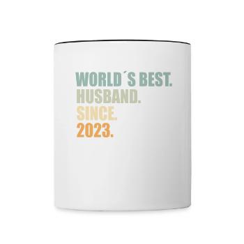 Meilleur mari depuis 2023 1er anniversaire de mariage - Mug contrasté - blanc/noir - Devant