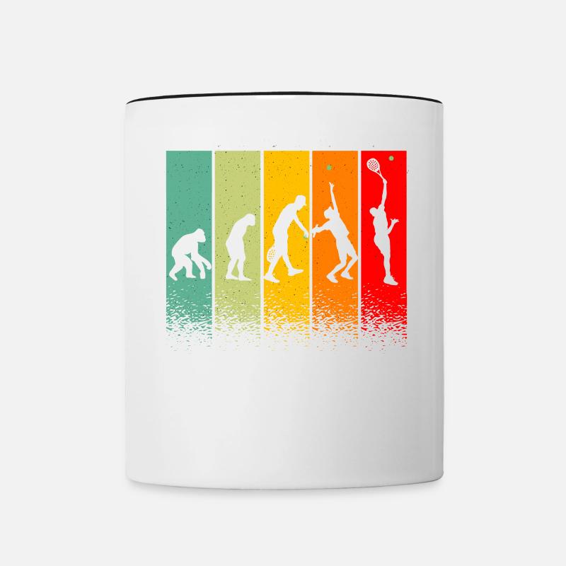 Evolution Tennisman Geschenkidee Mann - Tasse zweifarbig - Weiß/Schwarz