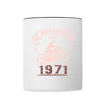 Awesome since 1971, biker 52nd birthday - Contrasting Mug - white/black - Front