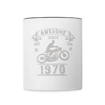 Awesome since 1970, biker 53rd birthday - Contrasting Mug - white/black - Front