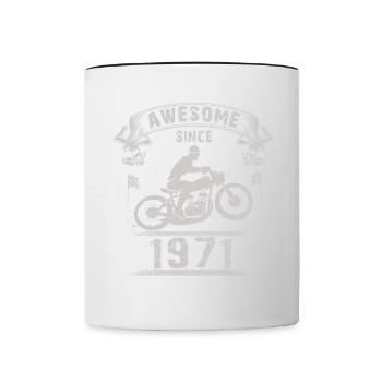 Awesome since 1971, biker 52nd birthday - Contrasting Mug - white/black - Front